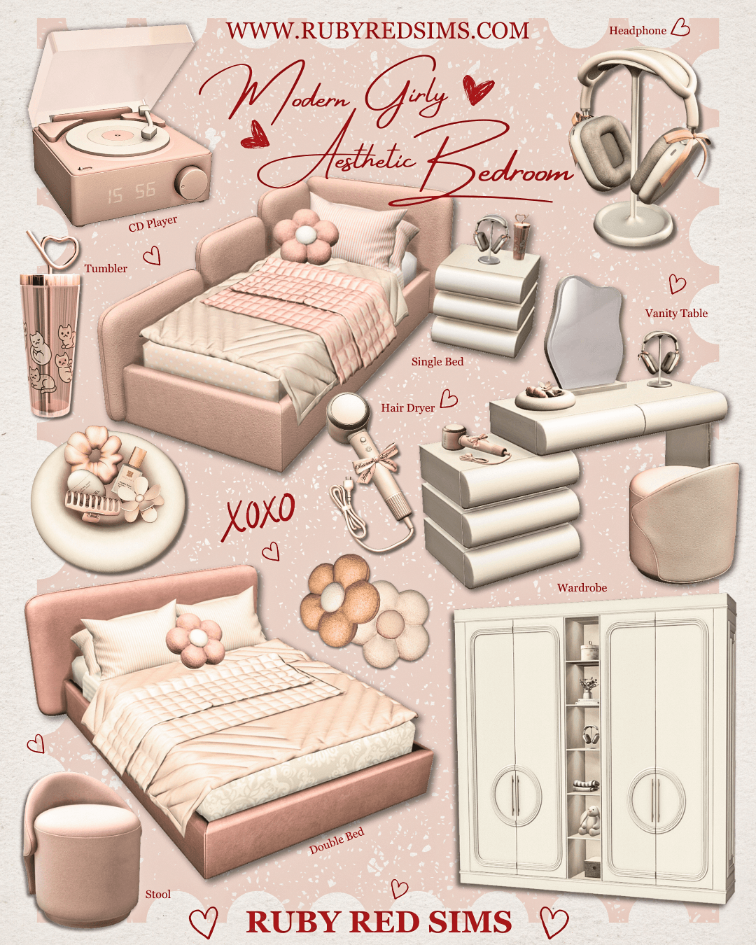 Набор для спальни Modern Girly Aesthetic Bedroom
